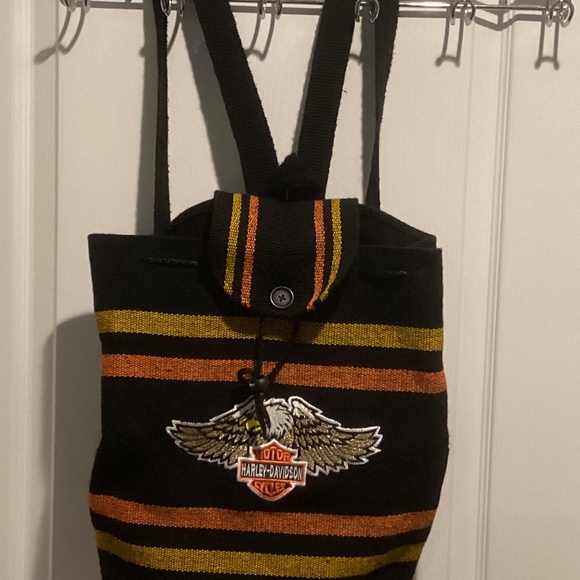 Unisex Harley Davidson Embroidered Fabric Backpack - Picture 1 of 4